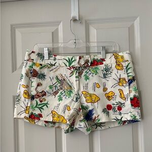 Women’s J. Crew Hawaiian Tropical Print 3" Cotton Chino Shorts Vacation size 8